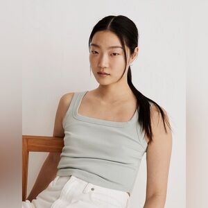 Madewell Tailored Crop Tank in Sleekhold (Sage Mist)